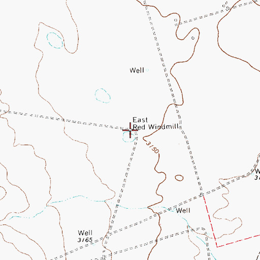 Topographic Map of East Red Windmill, TX