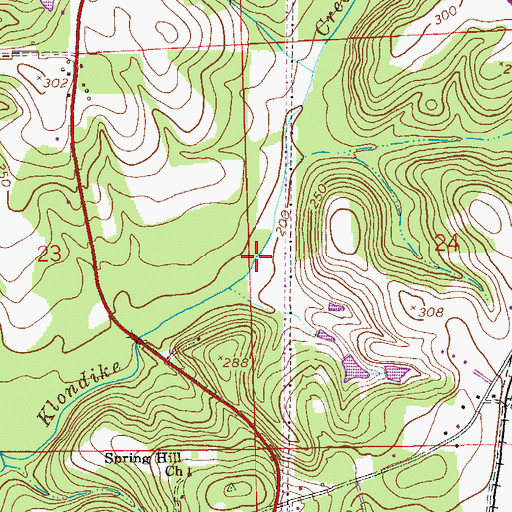Topographic Map of Klondyke Springs, AL