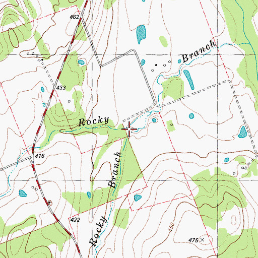 Topographic Map of West Rocky Branch, TX