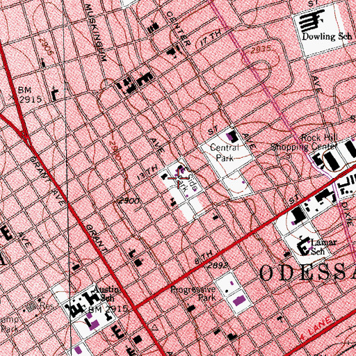 Topographic Map of East Side Park, TX