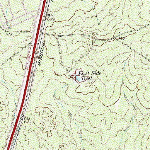 Topographic Map of East Side Tank, TX