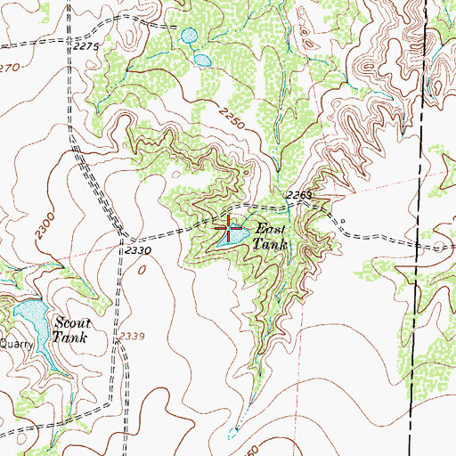 Topographic Map of East Tank, TX