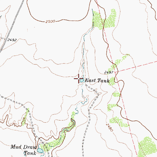 Topographic Map of East Tank, TX