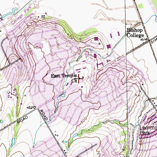 Topographic Map of East Temple Church, TX