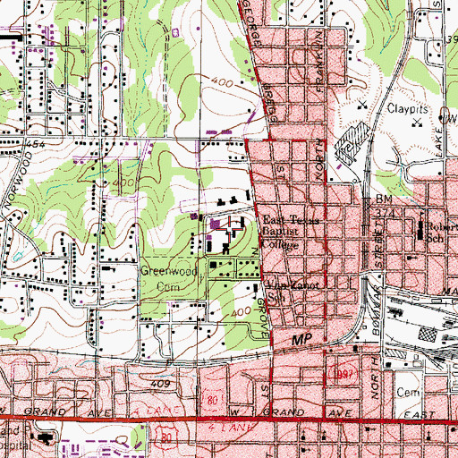 Topographic Map of East Texas Baptist University, TX