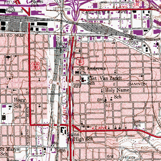 Topographic Map of East Van Zandt School, TX