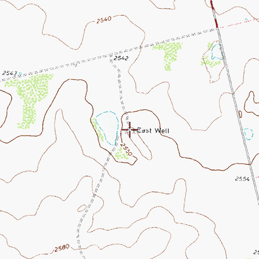 Topographic Map of East Well, TX