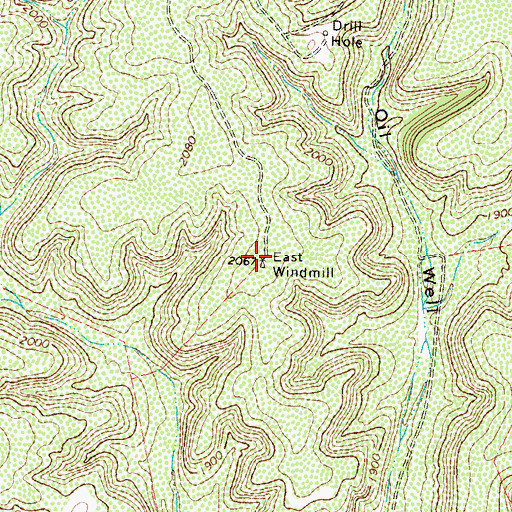 Topographic Map of East Windmill, TX