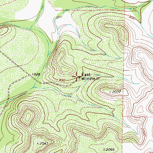 Topographic Map of East Windmill, TX