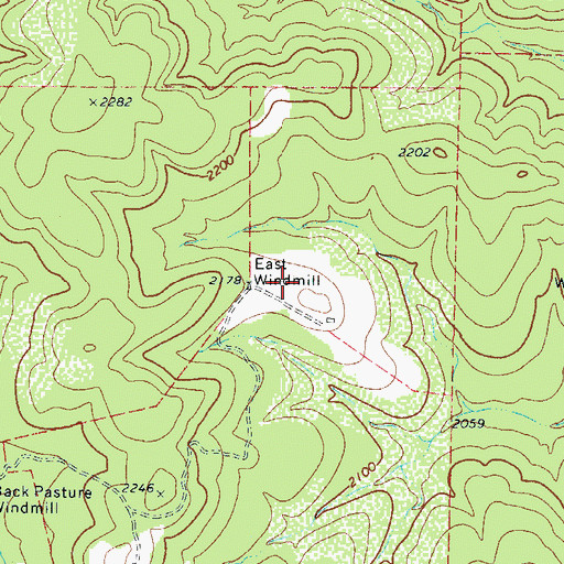 Topographic Map of East Windmill, TX