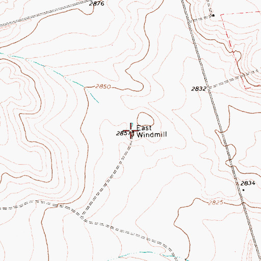 Topographic Map of East Windmill, TX