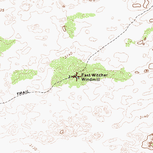 Topographic Map of East Witcher Windmill, TX