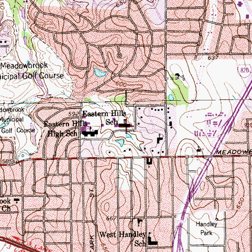 Topographic Map of Eastern Hills School, TX