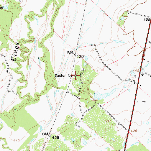 Topographic Map of Easton Cemetery, TX