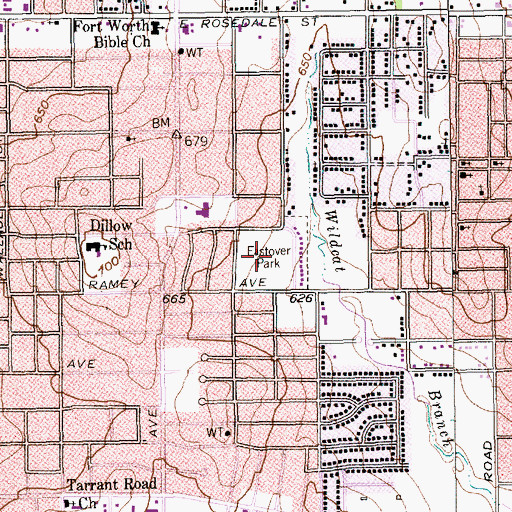Topographic Map of Eastover Park, TX