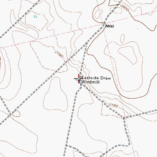 Topographic Map of Eastside Draw Windmill, TX