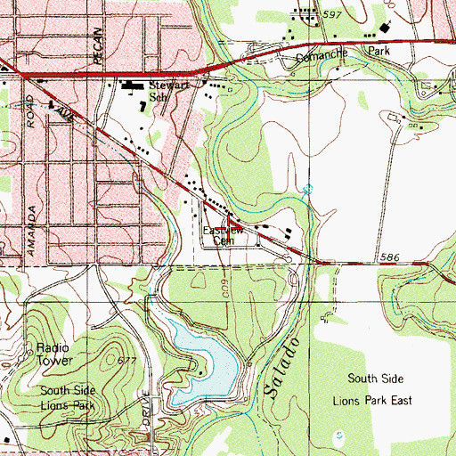 Topographic Map of Eastview Cemetery, TX