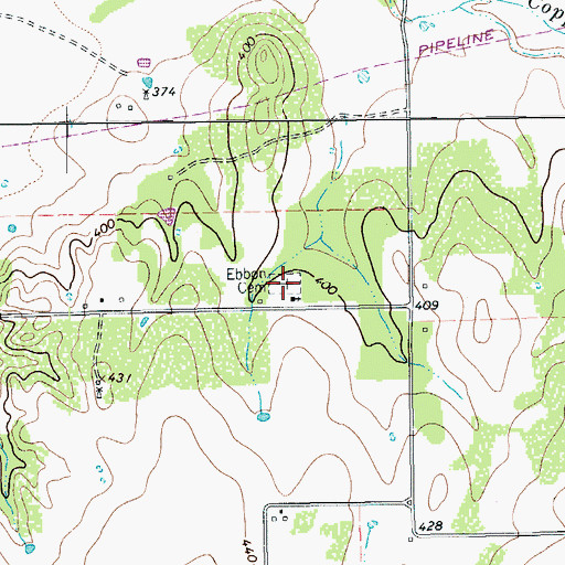 Topographic Map of Ebbon Cemetery, TX