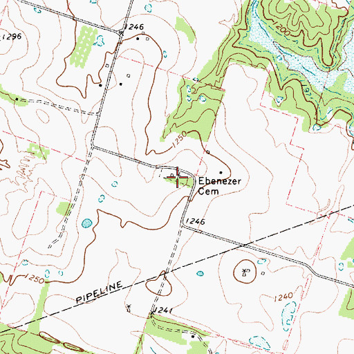 Topographic Map of Ebenezer Cemetery, TX