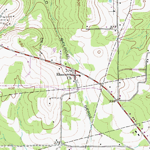 Topographic Map of Ebenezer Church, TX