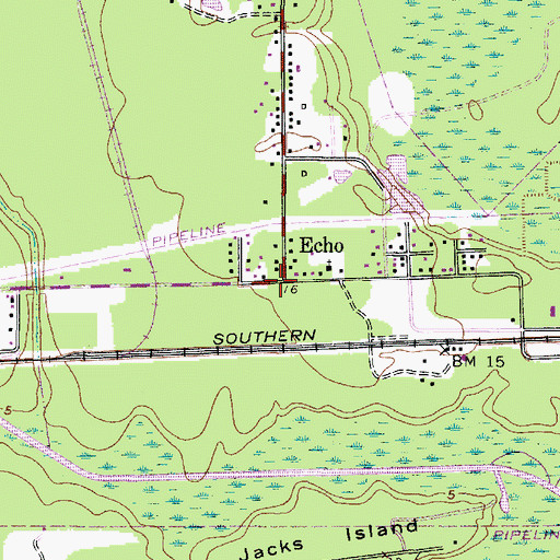 Topographic Map of Echo, TX