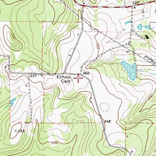 Topographic Map of Echols Cemetery, TX