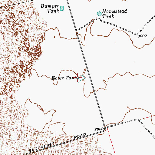 Topographic Map of Ector Tank, TX