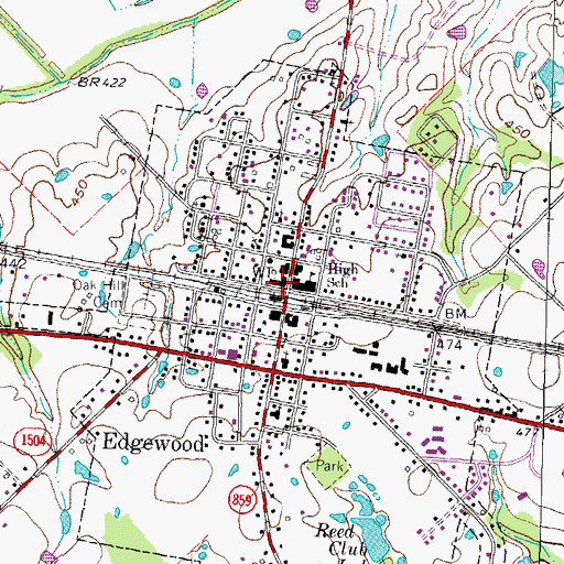 Topographic Map of Edgewood, TX