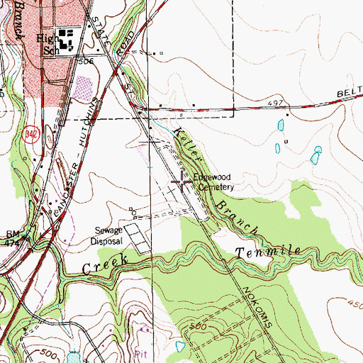 Topographic Map of Edgewood Cemetery, TX