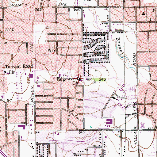 Topographic Map of Edgewood Church, TX