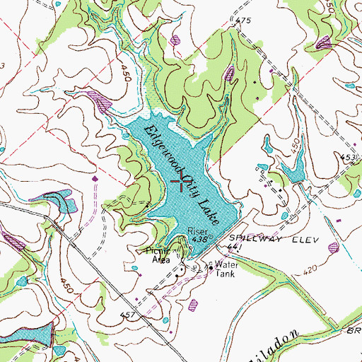 Topographic Map of Edgewood City Lake, TX