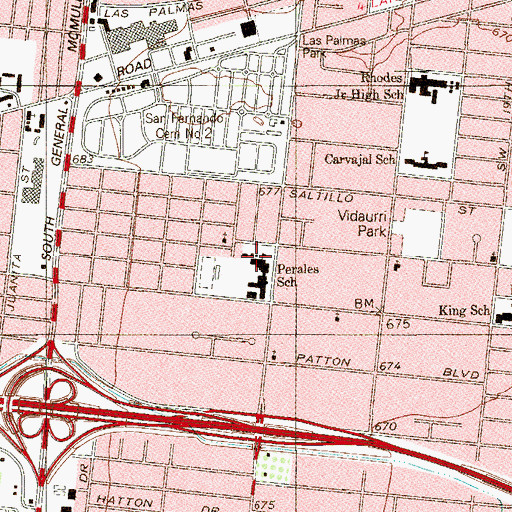 Topographic Map of Edgewood Junior High School, TX