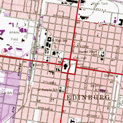 Topographic Map of Edinburg, TX
