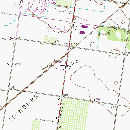 Topographic Map of Edinburg Gas Field, TX