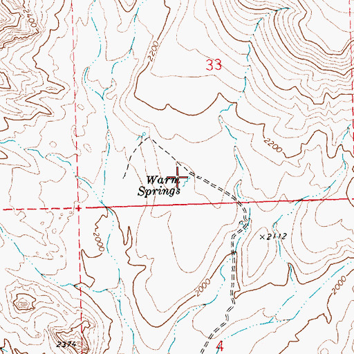 Topographic Map of Warm Springs, AZ