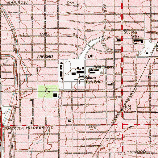 Topographic Map of Edison High School, TX