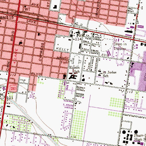 Topographic Map of Edison School, TX