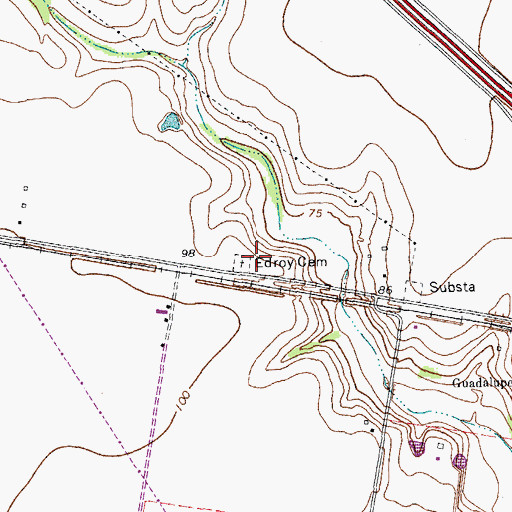 Topographic Map of Edroy Cemetery, TX