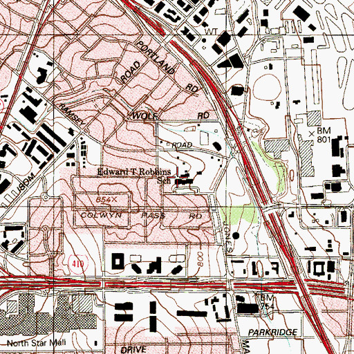 Topographic Map of Edward T Robbins School, TX