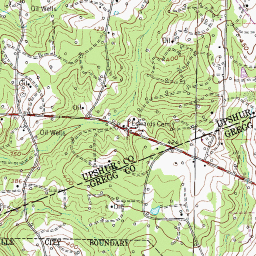 Topographic Map of Edwards Cemetery, TX