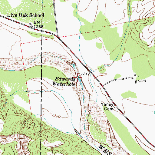 Topographic Map of Edwards Waterhole, TX