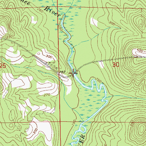 Topographic Map of Monks Mill Bridge, AL