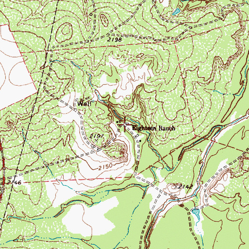 Topographic Map of Eighteen Ranch, TX