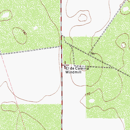 Topographic Map of El de Camino Windmill, TX