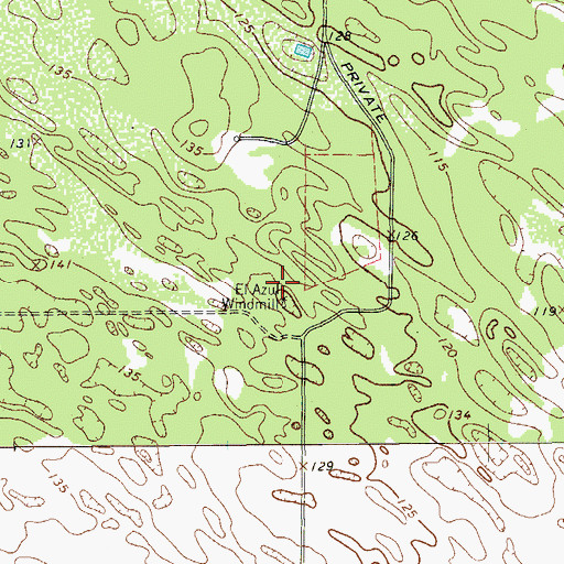 Topographic Map of El Azul Windmill, TX