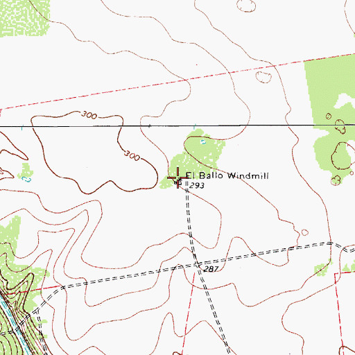 Topographic Map of El Ballo Windmill, TX