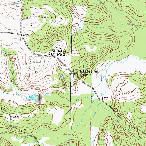 Topographic Map of El Bethel Cemetery, TX