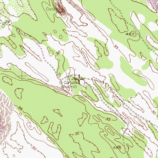 Topographic Map of El Cortado Windmill, TX