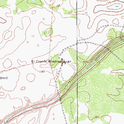 Topographic Map of El Coyote Windmill, TX