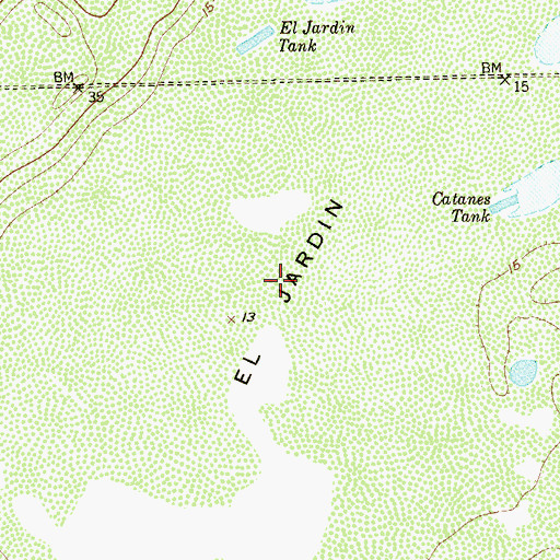 Topographic Map of El Jardin, TX